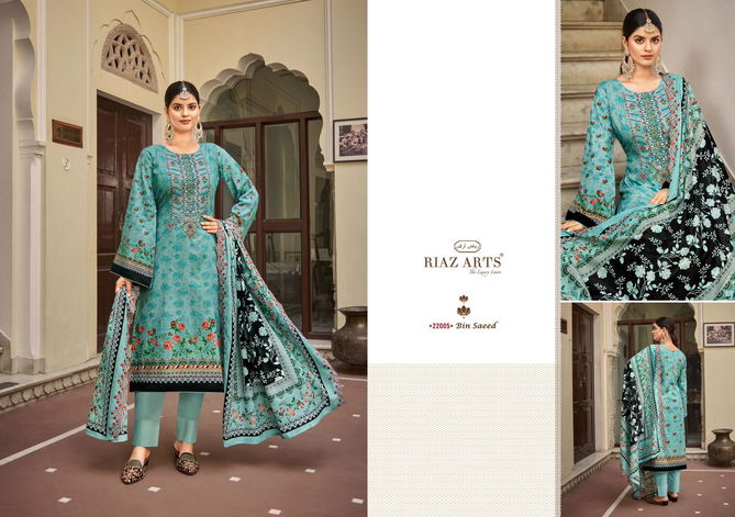 Bin Saeed Vol 2 By Riaz Arts Lawn Digital Printed Dress Material Suppliers In India
